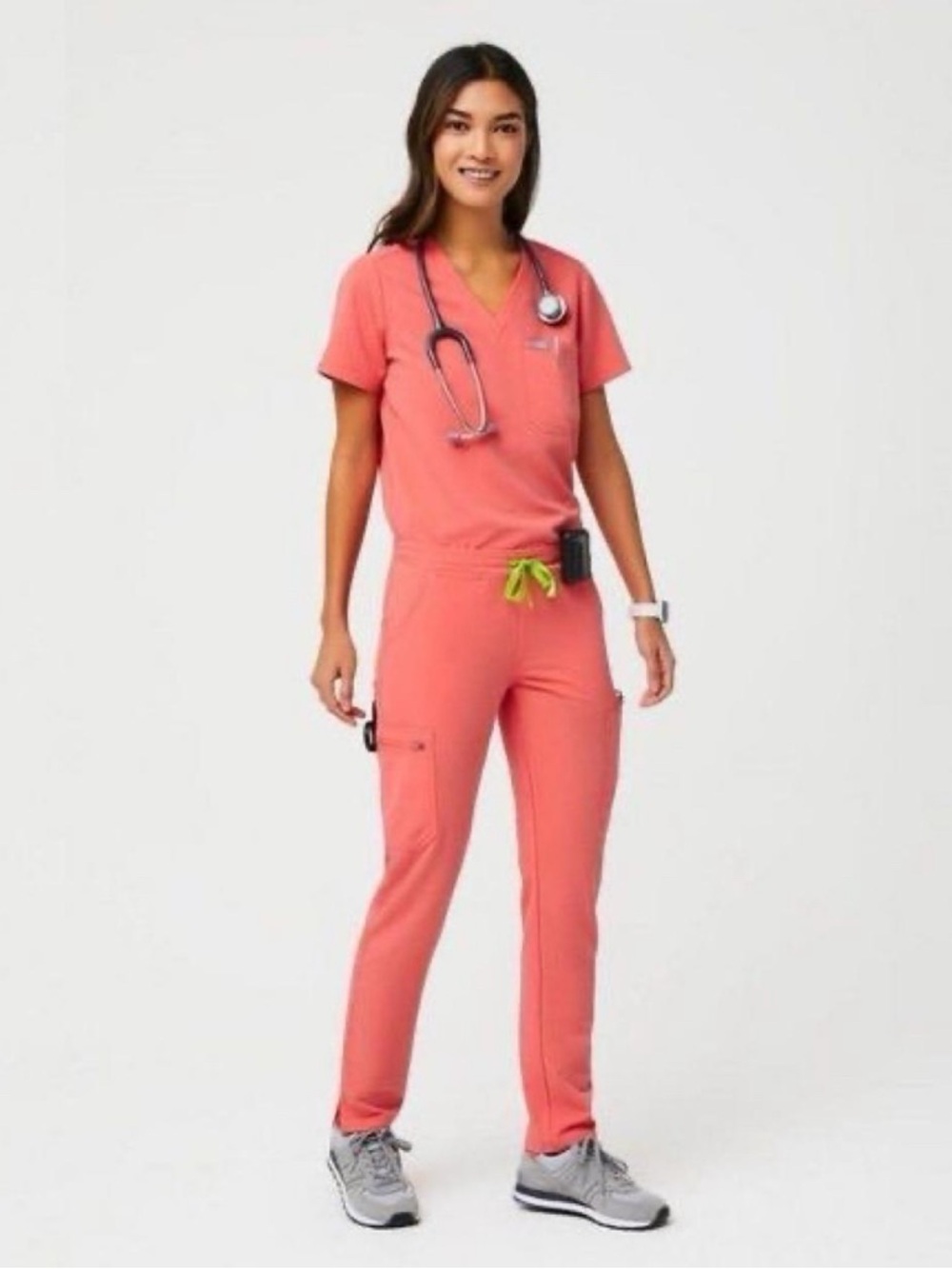 Figs Hot Coral Scrub Set Sz XXS